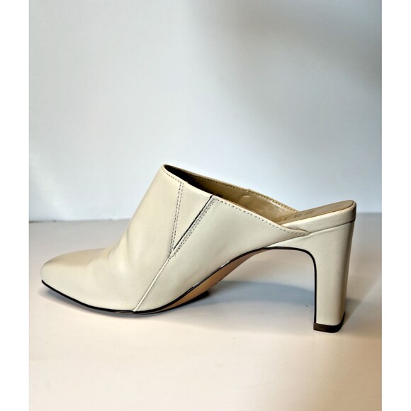 (EUC) Naturalizer Leather Paloma Off White Mules Womens Square Toe 7.5 Comfort - Picture 4 of 6